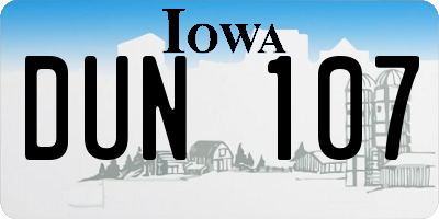 IA license plate DUN107
