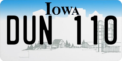 IA license plate DUN110
