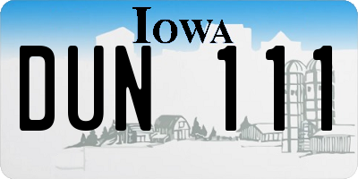 IA license plate DUN111
