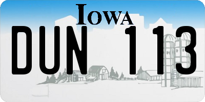 IA license plate DUN113