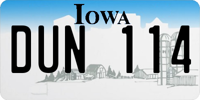 IA license plate DUN114