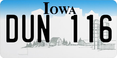 IA license plate DUN116