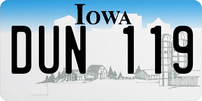 IA license plate DUN119