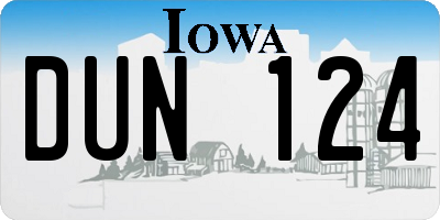 IA license plate DUN124