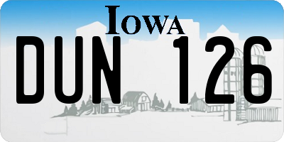 IA license plate DUN126