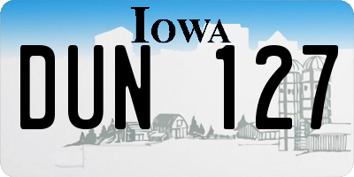 IA license plate DUN127