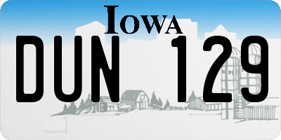 IA license plate DUN129