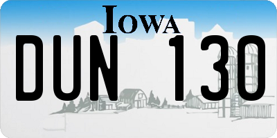 IA license plate DUN130