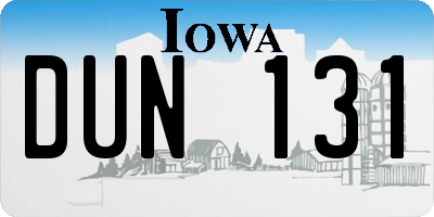 IA license plate DUN131
