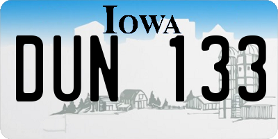 IA license plate DUN133