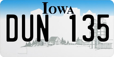 IA license plate DUN135