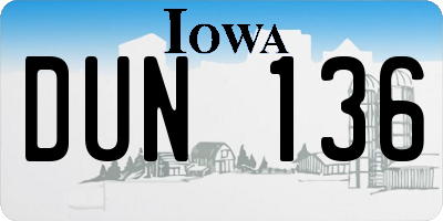 IA license plate DUN136