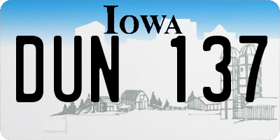 IA license plate DUN137