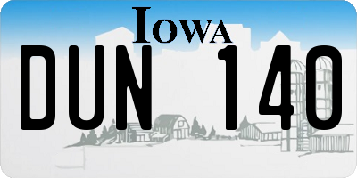 IA license plate DUN140