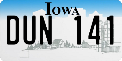 IA license plate DUN141