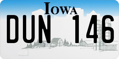 IA license plate DUN146