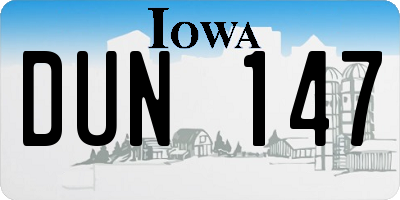 IA license plate DUN147