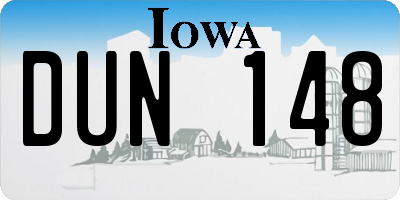 IA license plate DUN148