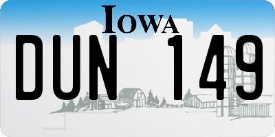IA license plate DUN149