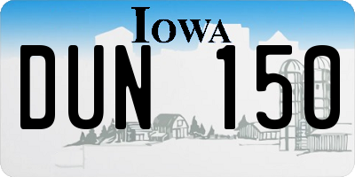 IA license plate DUN150