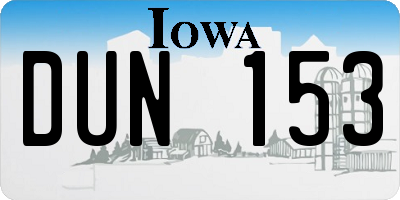 IA license plate DUN153