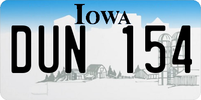 IA license plate DUN154