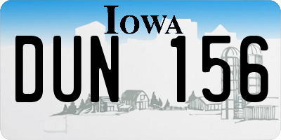 IA license plate DUN156