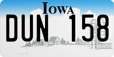 IA license plate DUN158