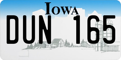 IA license plate DUN165