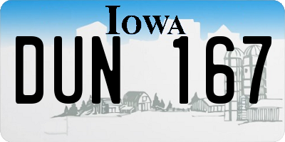 IA license plate DUN167