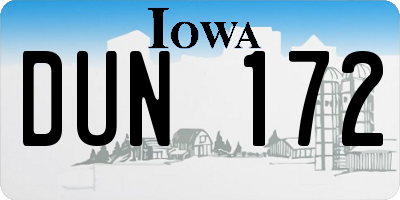 IA license plate DUN172