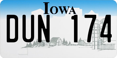 IA license plate DUN174