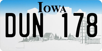 IA license plate DUN178