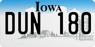 IA license plate DUN180