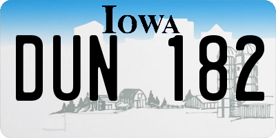 IA license plate DUN182