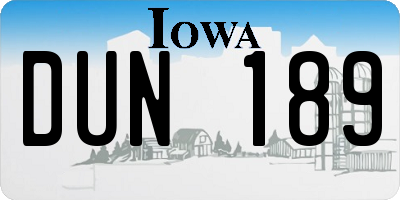IA license plate DUN189