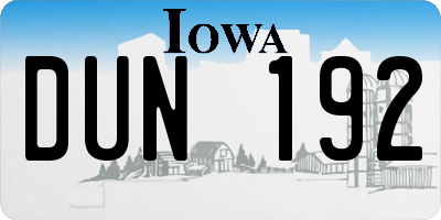 IA license plate DUN192