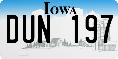 IA license plate DUN197
