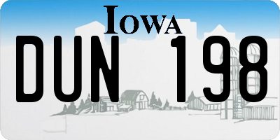 IA license plate DUN198