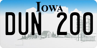 IA license plate DUN200