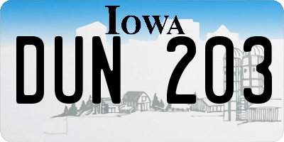 IA license plate DUN203