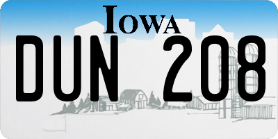 IA license plate DUN208