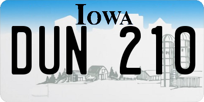 IA license plate DUN210