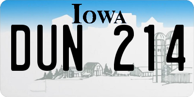 IA license plate DUN214