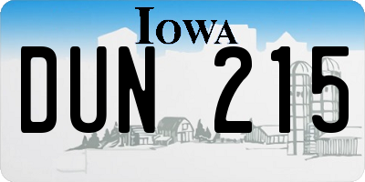 IA license plate DUN215