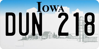 IA license plate DUN218