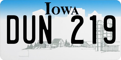 IA license plate DUN219