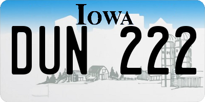 IA license plate DUN222