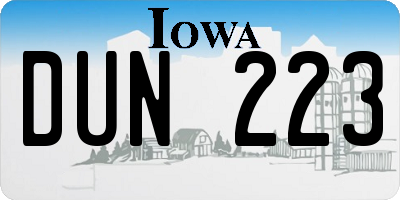 IA license plate DUN223