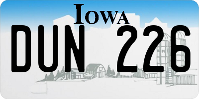IA license plate DUN226
